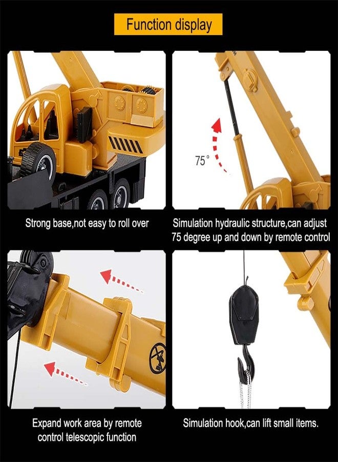 SNACKTANT Remote Control Crane Truck Toy for Boys - 2.4G Large RC Crane Truck with Light & Sound, 6 Channel Construction Toy with 2 Batteries, Tractor Toy Birthday for Kids 3-8 Years Old - Image 3